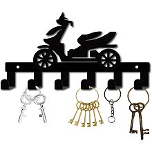 CREATCABIN Metal Key Holder Black Key Hooks Wall Mount Hanger Decor Iron Hanging Organizer Rock Decorative Motorcycle Motorbike for Home Housewarming Gift Entryway Cabinet Hat Towel 10.6 x 5.5inch