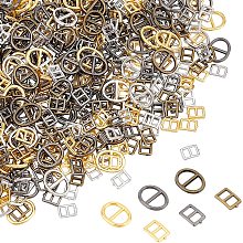 NBEADS 240 Pcs Mini Metal Slides Buckles, 4mm/8mm Adjuster Slides Buckles, 4 Colors Tri-Glide Slides Buckle Oval Rectangle Webbing Slider Strap Adjuster for Belt Bags DIY Accessories