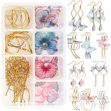 SUNNYCLUE 1 Box DIY 10 Pairs Fabric Butterfly Dangle Earring Making Kit Boho Lightweight Loop Drop Butterfly Earrings Heart Teardrop Crastal Beads for Jewelry Making Supplies Craft Instruction