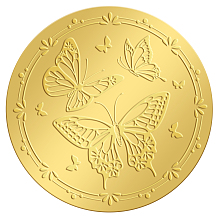 CRASPIRE 2" Gold Foil Sticker Butterfly 100pcs Certificate Seals Gold Embossed Round Embossed Foil Seal Stickers for Envelopes Invitation Card Diplomas Awards Graduation Celebration