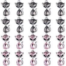 SUNNYCLUE 1 Box 20Pcs Fox Charms Bulk Rhinestone Animal Charms Mini Cute Alloy Enamel Crystal Glass Foxes Silver Charm for Jewelry Making Charms Women DIY Necklaces Earrings Bracelets Keychains Crafts