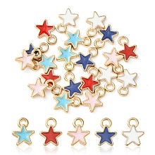 Honeyhandy 20Pcs 5 Styles Alloy Enamel Charms, Star, Light Gold, Mixed Color, 8.5~9x6.5~7x1~2mm, Hole: 1.2mm, 4pcs/style