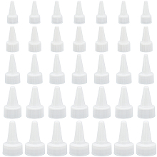 BENECREAT 60Pcs 5 Style Plastic Bottle Cap, Squeeze Bottle Tip Screw Cap, Glue Dispensing Bottle Caps, White, 39~57x20~35mm, Inner Diameter: 18~31.5mm, 12pcs/style