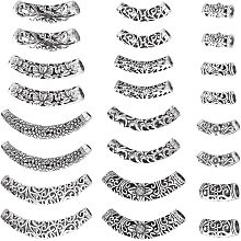 SUNNYCLUE 1 Box 24Pcs Tube Beads Curved Tube Bead Tibetan Style Alloy Spacer Loose Long Noodle Beads Hollow Tube Beaded Metal Beads for Jewelry Making Supplies Beading Kit Bracelet Necklace Craft