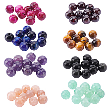 NBEADS 80 Pcs 8 Styles Natural Gemstone Beads, 6mm Round Loose Beads Natural Stone Spacer Beads for DIY Bracelet Necklaces Jewelry Making