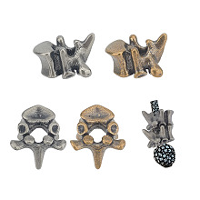 Nbeads 4Pcs 2 Colors Vertebrae Shaped Brass Beads, for EDC Knife String Pendant Parachute String Tool, Mixed Color, 18.5x20.5x12.5mm, Hole: 5.8mm, 2pcs/color