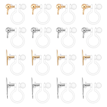 UNICRAFTALE 32Pcs 4 Size Clear Clip-on Earring Stainless Plastic Clip-on Earring Converter DIY Earring Components with Loop for Non-Pierced Ears DIY Earrings Making 9~11x11~12x3~6mm Hole 1-1.8 mm