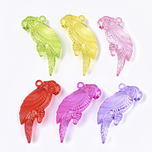 Honeyhandy Transparent Acrylic Big Pendants, Parrot, Mixed Color, 69x29x14mm, Hole: 3.5mm, about 43pcs/500g