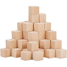 PandaHall Elite 65Pcs 19-20mm (3/4") Natural Blank Wooden Cube Beads Unfinished Large Hole Craft Wood Blocks, Wheat Color