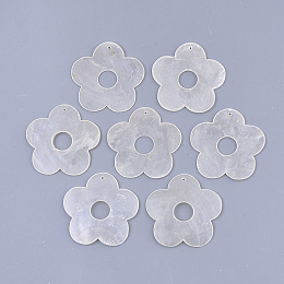 Honeyhandy Capiz Shell Pendants, Flower, WhiteSmoke, 46x46x1.5mm, Hole: 1.2mm