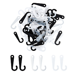 Olycraft Plastic J-Hooks, Sock Display Hooks, Black & Clear & White, 43x16~17x2mm, Hole: 3.5mm; 3colors, 200pcs/color, 600pcs/set