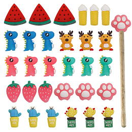 CHGCRAFT 30Pcs 10 Styles Knitting Needle Stoppers Knitting Needle Point Protectors Including Cactus Animal Fruit Shapes for Knitting Crochet Supplies