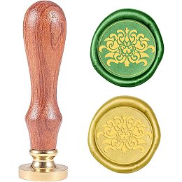 CRASPIRE Wax Seal Stamp Flower Vintage Brass Head Wooden Handle Removable Sealing Wax Seal Stamp 25mm for Embellishment of Envelopes Wedding Invitations Wine Packages