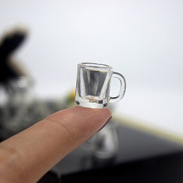 Honeyhandy Mini Resin Cup with Handle, for Dollhouse Accessories, Pretending Prop Decorations, Clear, 17x13mm