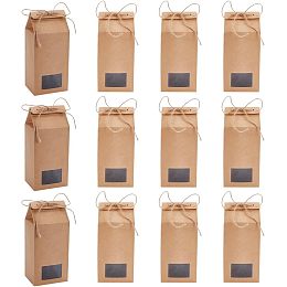 12 Pcs Paper Gift Box, Burlywood Folding Kraft Paper Boxes with Visible Window Rectangle Kraft Packing Boxes for Birthday Gifts Treats Goodies Candies and Snacks