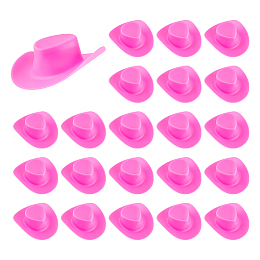 GLOBLELAND 50 Pieces Mini Western Cowboy Cowgirl Hats Doll Hats Plastic Miniature Top Hats Small Hats Lovable Hats Decorations for Dollhouse DIY Crafts handicrafts, Doll, Parties and Cakes(Pink)