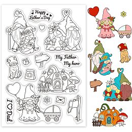 GLOBLELAND Father's Day Silicone Clear Stamps Gnome Daddy Baby Transparent Stamps for Holiday Greeting Cards Diary Joural Making DIY Scrapbooking Photo Album Decoration Paper Craft