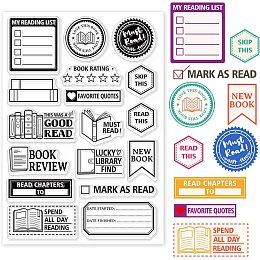 GLOBLELAND Book Reading Label Clear Stamps Mini Art Label Silicone Clear Stamp Reading Seals for DIY Scrapbooking Journals Decorative Cards Making Photo Album