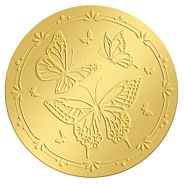 CRASPIRE 2" Gold Foil Sticker Butterfly 100pcs Certificate Seals Gold Embossed Round Embossed Foil Seal Stickers for Envelopes Invitation Card Diplomas Awards Graduation Celebration