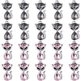 SUNNYCLUE 1 Box 20Pcs Fox Charms Bulk Rhinestone Animal Charms Mini Cute Alloy Enamel Crystal Glass Foxes Silver Charm for Jewelry Making Charms Women DIY Necklaces Earrings Bracelets Keychains Crafts