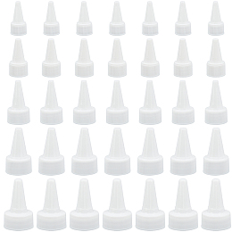 BENECREAT 60Pcs 5 Style Plastic Bottle Cap, Squeeze Bottle Tip Screw Cap, Glue Dispensing Bottle Caps, White, 39~57x20~35mm, Inner Diameter: 18~31.5mm, 12pcs/style