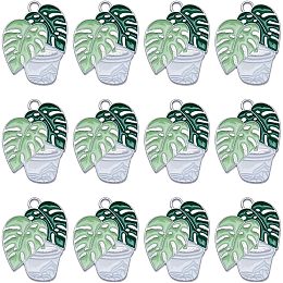 SUNNYCLUE 1 Box 20Pcs Enamel Leaf Charms Leaves Charms Bulk Mini Green Charms Metal Alloy Spring Summer Green Plants Charm for Jewelry Making Charms Women DIY Necklaces Earrings Bracelets Crafts Arts