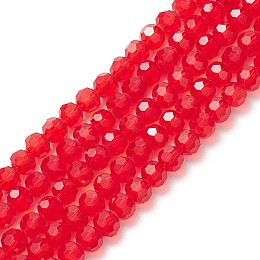 Transparent Glass Bead Strands, Imitate Austrian Crystal, Faceted, Round, Red, 8mm, Hole: 1mm, about 70~72pcs/strand, 20~21 inch