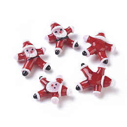 Arricraft Handmade Lampwork Beads, Father Christmas, Red, 25~29x24~26x9~11mm, Hole: 1mm