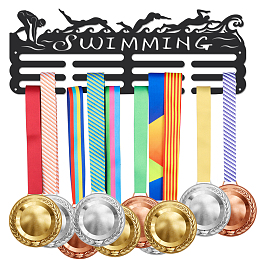 SUPERDANT Swimming Medal Holder Display Swimming Trophy Hanger Rack Sports Metal Wall Mount with No Hooks Hang Over 60 Medals Black