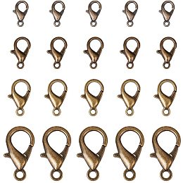 Arricraft 120pcs 4 Size Antique Bronze Lobster Claw Clasps Jewelry Lobster Clasp for Necklaces Bracelet Jewelry Making