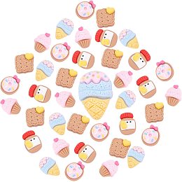 SUNNYCLUE 50Pcs 5 Styles Ice Cream Biscuits Cup Cake Charms Pendant Dessert Resin Charm Polymer Clay Charms for Jewelry Making Hair Clips Scrapbooking DIY Making Crafts