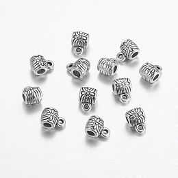 Honeyhandy Tibetan Silver Barrel Hangers, Scarf Bail Beads, Lead Free & Cadmium Free, Antique Silver, about 5.5mm in diameter, Hole: 2mm