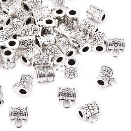 Honeyhandy Tibetan Style Alloy Column Tube Bails, Loop Bails, Bail Beads, Lead Free and Cadmium Free, Antique Silver, about 5.5mm in diameter, 7.5mm long, hole: about 2.5mm