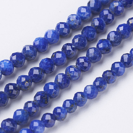 Arricraft Natural Lapis Lazuli Beads Strands, Faceted, Round, 2mm, Hole: 1mm, about 200pcs/strand, 15.7 inches(40cm)