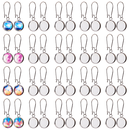 SUNNYCLUE DIY Earring Making, with 304 Stainless Steel Hoop Earring Findings and Pendant Cabochon Settings, Stainless Steel Color, 17.5x14x2mm, Hole: 2.5mm; 80pcs/box
