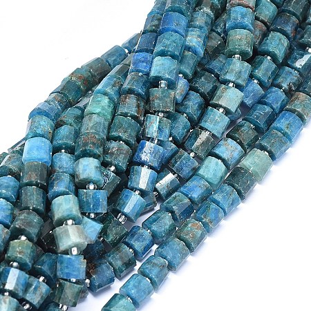 ARRICRAFT Natural Apatite Beads Strands, Faceted, Column, 7.5~8x6.5~7mm, Hole: 1.2mm, about 46pcs/strand, 15.6~15.9 inches(39.4~40.5cm)