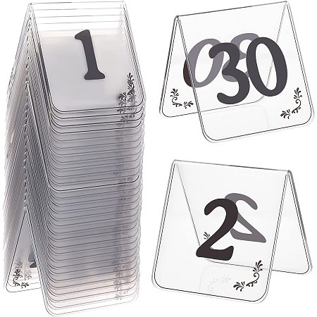 OLYCRAFT 30pcs Acrylic Tent Table Numbers 1-30 Double Sided Table Numbers Signs Number Table Tent Acrylic Numbers Cards Signs for Wedding Party Banquets Receptions Dinner