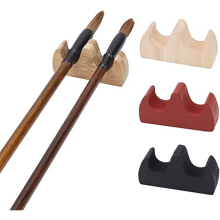 Pandahall Elite 8pcs Painting Brush Rest Stand 4 Color Calligraphy Brush Holder Fire Shaped Wooden Writing Brush Rack Flat Weightpaper for Writing Brushes Calligraphy Practice