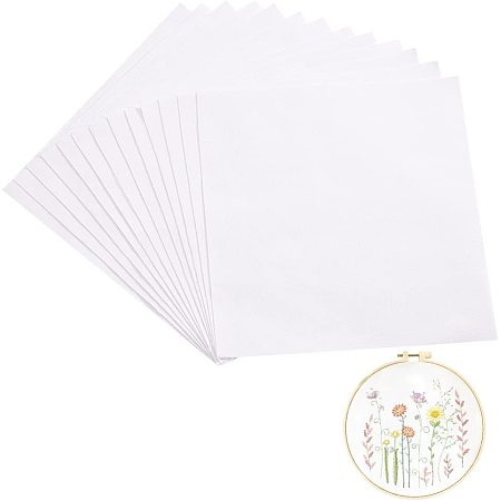 BENECREAT 14 Pieces White Cotton Embroidery Fabric, 7.9Inch Square Ramie Cotton Cloth for Handmade Embroidery Flower Pot Decoration