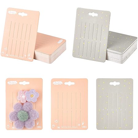 NBEADS 100 Pcs Hair Clip Display Cards, 2 Colors Rectangle Clips Display Cards Paper Hairpin Display Cards for Hair Barrettes Accessories, 10.5x7.6cm