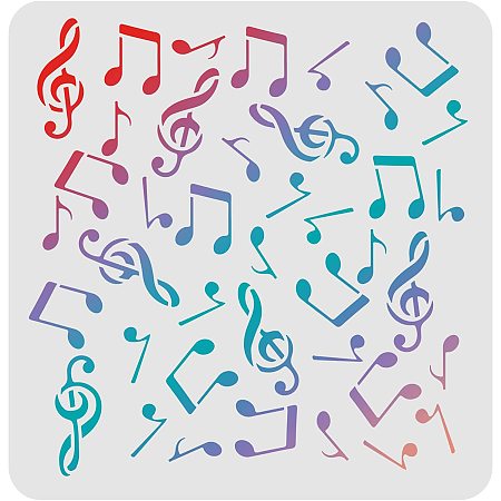FINGERINSPIRE Music Note Stencils Template 11.8x11.8inch Plastic Beat Notes Stencils Drawing Painting Stencils Notes Pattern Reusable Stencils for Painting on Wood, Floor, Wall and Tile