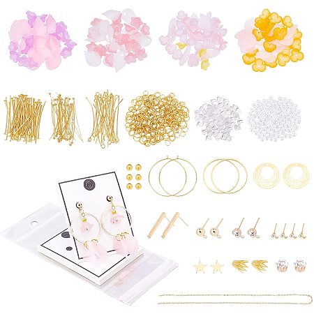 arricraft 12 Pairs Flower Earring Making Kit, Flower Earrings Making Materials with Brass Line and Paper Card, Earring Making Supplies for Beginners DIY Jewelry Crafts Making
