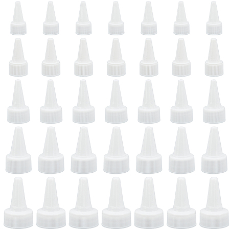 BENECREAT 60Pcs 5 Style Plastic Bottle Cap, Squeeze Bottle Tip Screw Cap, Glue Dispensing Bottle Caps, White, 39~57x20~35mm, Inner Diameter: 18~31.5mm, 12pcs/style