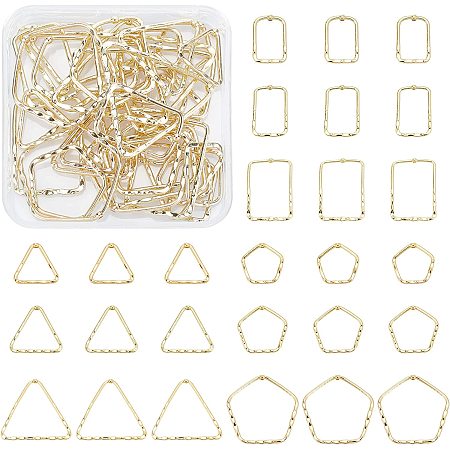PandaHall Elite 36pcs 9 Shapes Frame Pendants, Golden Hollow Frame Charm Jewelry Connector Beading Frames Links for Jewelry Making DIY Earring Necklace Crafts Supplies.