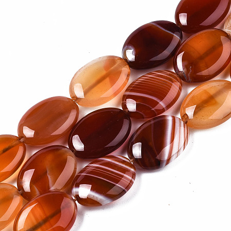 ARRICRAFT Natural Red Agate Beads Strands, Oval, 17~18x12~13x5~6mm, Hole: 1.2mm, about 22pcs/strand, 15.35 inch(39cm)