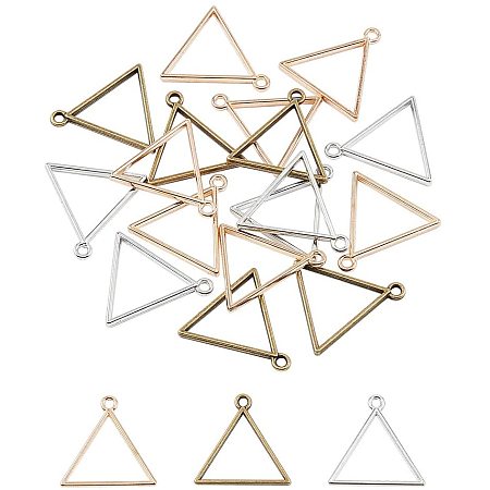 PandaHall Elite 60pcs 3 Colors Open Back Bezel Pendants Charms Triangle Hollow Frame Pendant Blanks DIY Metal Frame for UV Resin Epoxy Resin Jewelry Making Crafts