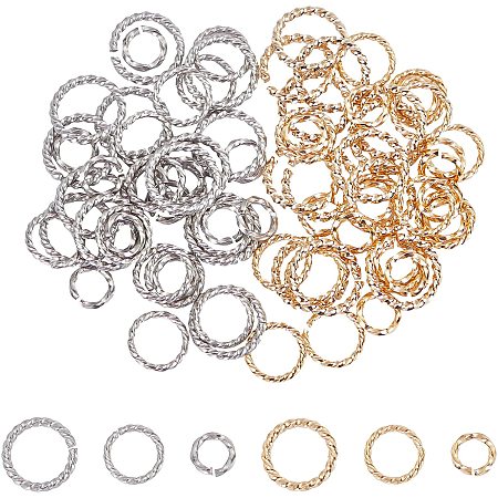 UNICRAFTALE 84pcs 6/8/10mm Twisted Open Jump Rings Golden and Stainless Steel Color Stainless Steel Jump Rings Connectors Rings for DIY Bracelet Necklaces Jewelry Making