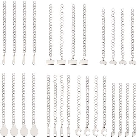 UNICRAFTALE 4pcs Bracelet Extender Extender Chain Stainless Steel Chain Extender Curb Chain with Stainless Steel Charms for Jewelry Making 57mm