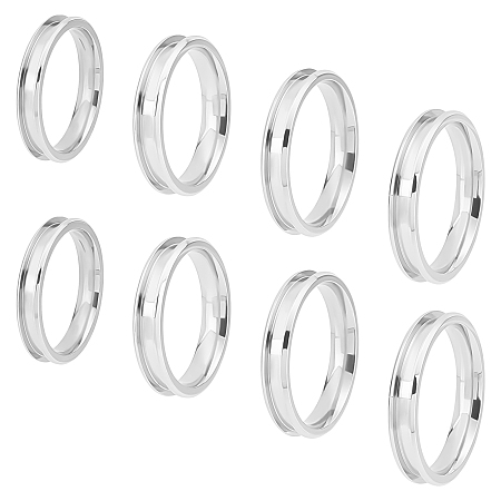 UNICRAFTALE 8Pcs 4 Sizes 304 Stainless Steel Grooved Finger Ring Settings Round Groove Ring Components inner diameter 17.2/18.2/19.3/20.3mm Ring Core Blank for Inlay Ring Jewelry Making