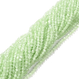 Honeyhandy Cat Eye Beads Strands, Round, Faceted, Pale Green, 3mm, Hole: 0.2mm, 14.17 inch(36cm), 122pcs/strand